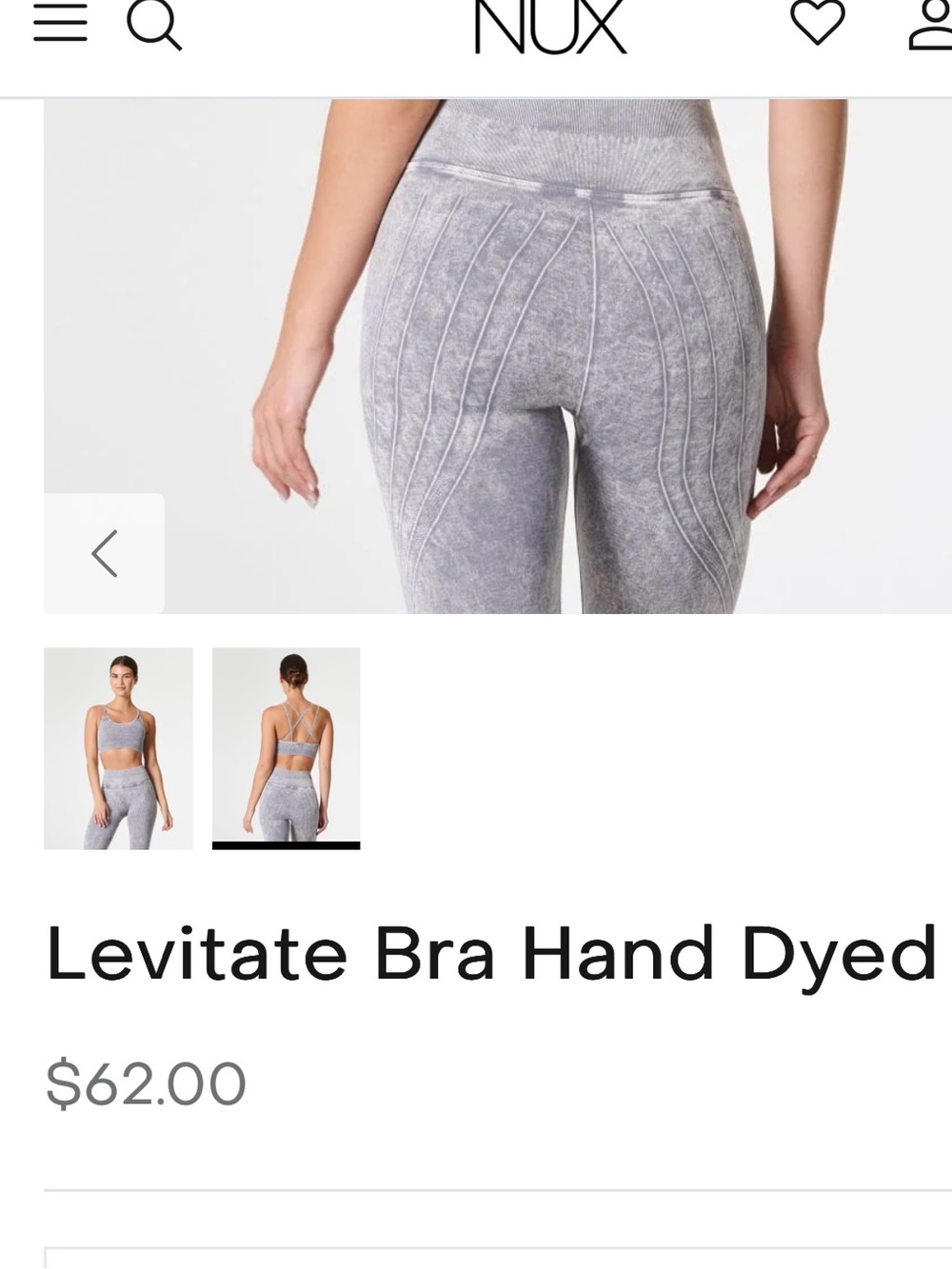 NWT NUX Levitate Bra Hand Dyed in Stone Size Small - Picture 4 of 4